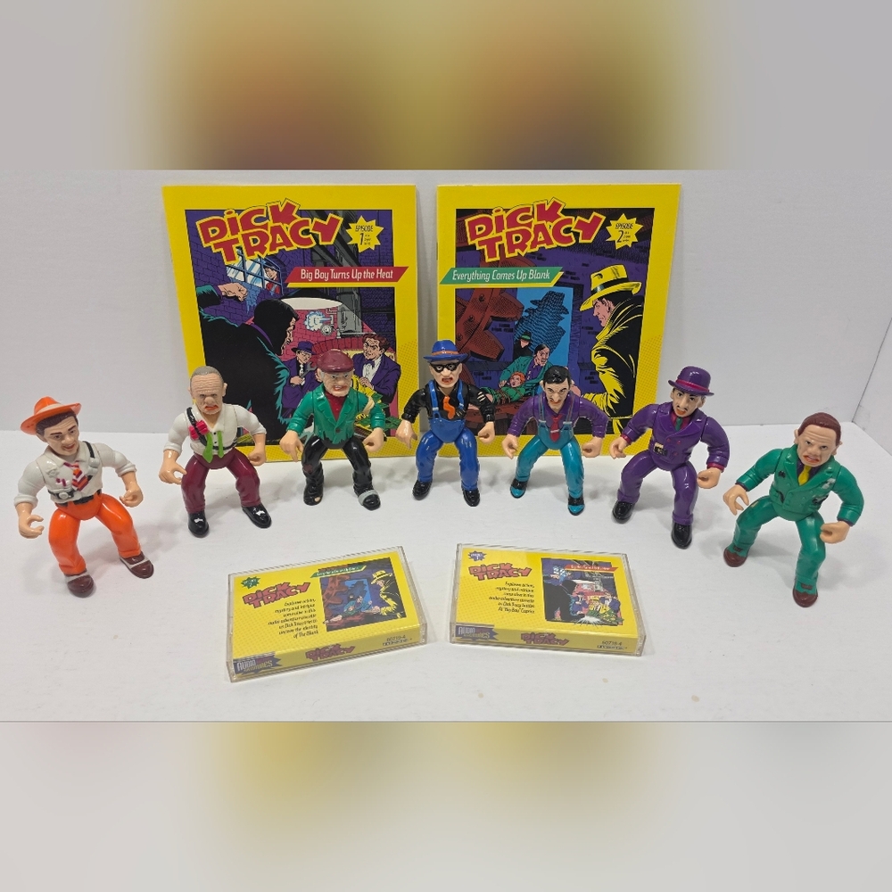 Vintage Dick Tracy Figures And Story Books With Cassette Tapes